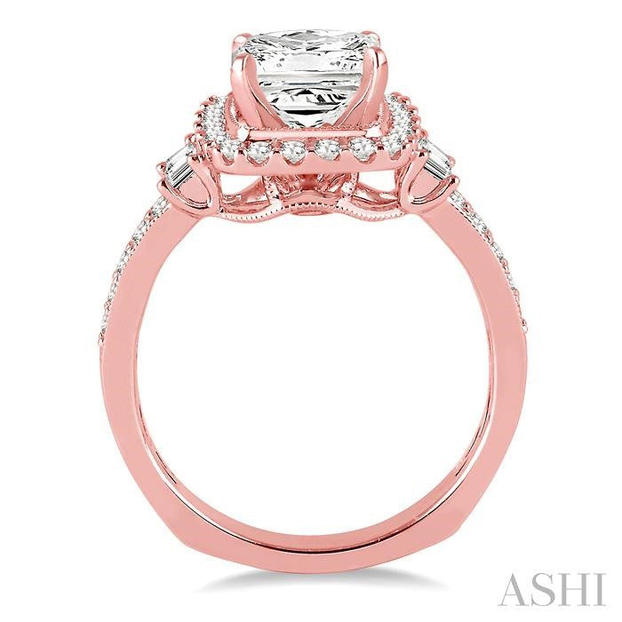 5/8 Ctw Diamond Semi-mount Engagement Ring in 14K Rose Gold