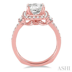 5/8 Ctw Diamond Semi-mount Engagement Ring in 14K Rose Gold