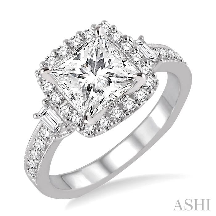 5/8 Ctw Diamond Semi-Mount Engagement Ring in 14K White Gold