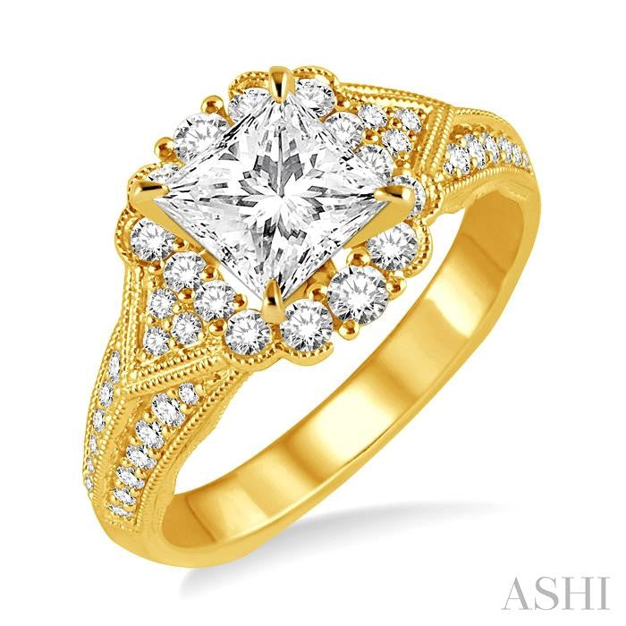 1/2 Ctw Diamond Semi-mount Engagement Ring in 14K Yellow Gold