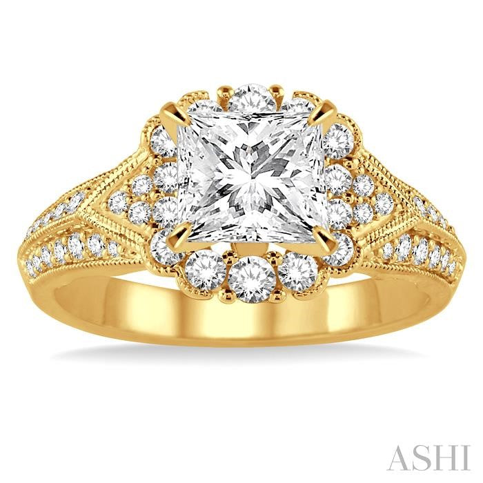 1/2 Ctw Diamond Semi-mount Engagement Ring in 14K Yellow Gold