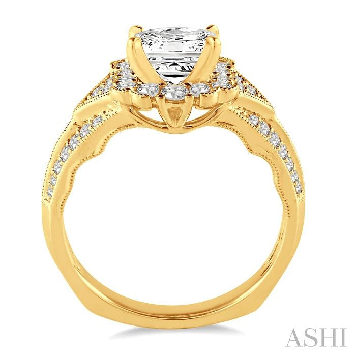 1/2 Ctw Diamond Semi-mount Engagement Ring in 14K Yellow Gold