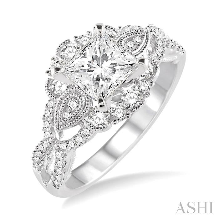 5/8 Ctw Diamond Semi-mount Engagement Ring in 14K White Gold