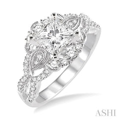 5/8 Ctw Diamond Semi-mount Engagement Ring in 14K White Gold