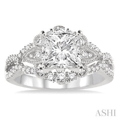 5/8 Ctw Diamond Semi-mount Engagement Ring in 14K White Gold