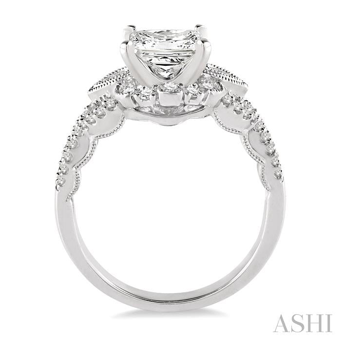 5/8 Ctw Diamond Semi-mount Engagement Ring in 14K White Gold