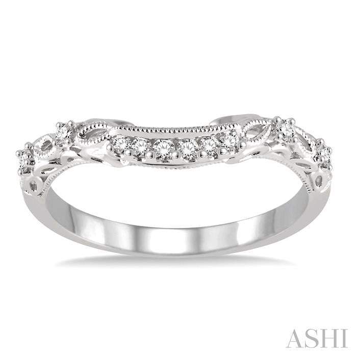 1/10 Ctw Round Cut Diamond Wedding Band in 14K White Gold