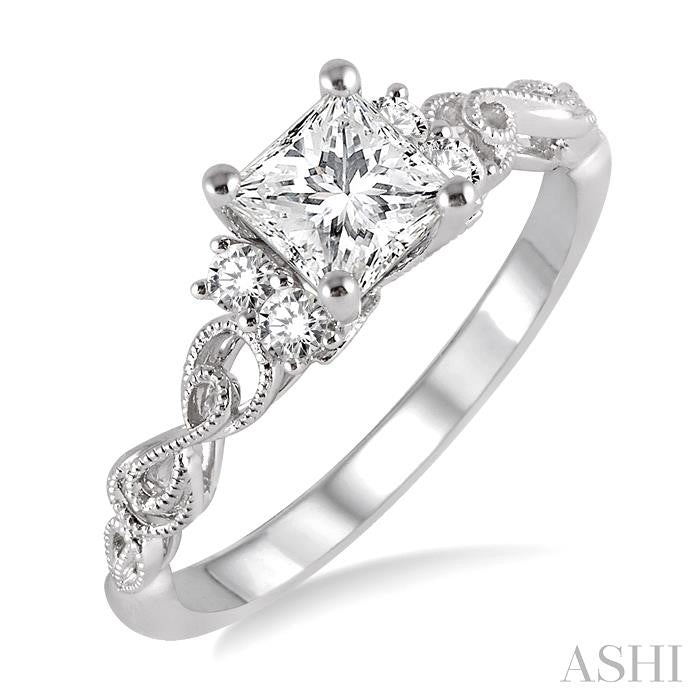 1/6 ctw Diamond Semi-mount Engagement Ring in 14K White Gold