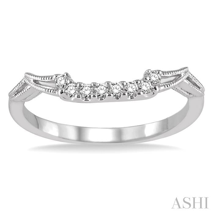 1/10 Ctw Round Cut Diamond Wedding Band in 14K White Gold