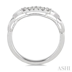 1/10 Ctw Round Cut Diamond Wedding Band in 14K White Gold