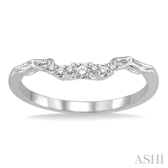 1/10 Ctw Round Cut Diamond Wedding Band in 14K White Gold