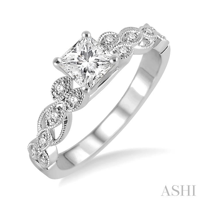 1/10 Ctw Diamond Semi-mount Engagement Ring in 14K White Gold