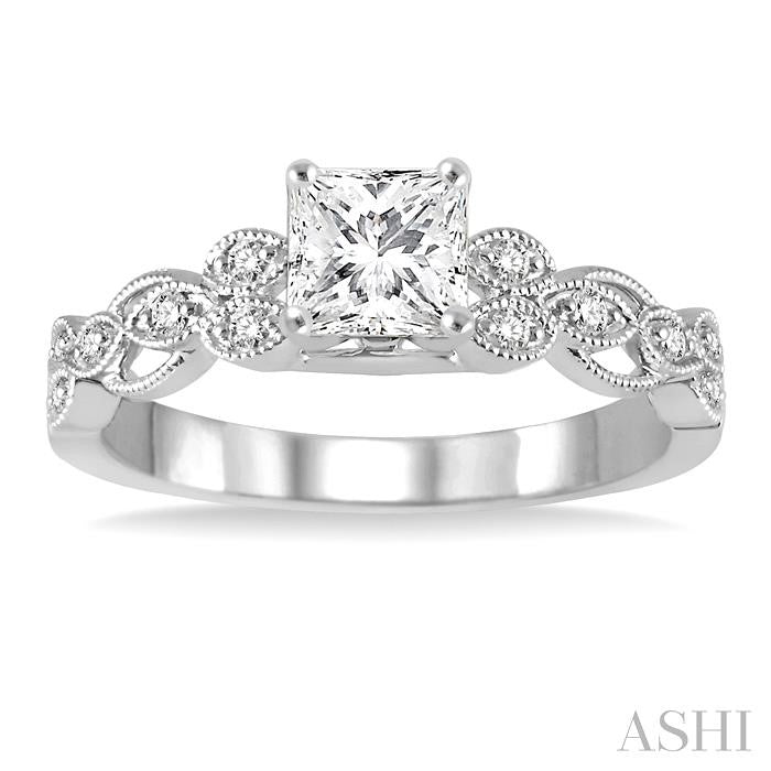 1/10 Ctw Diamond Semi-mount Engagement Ring in 14K White Gold