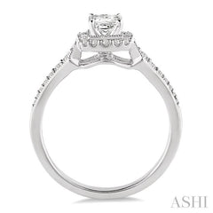 3/8 Ctw Diamond Engagement Ring with 1/5 Ct Princess Cut Center Stone in 14K White Gold
