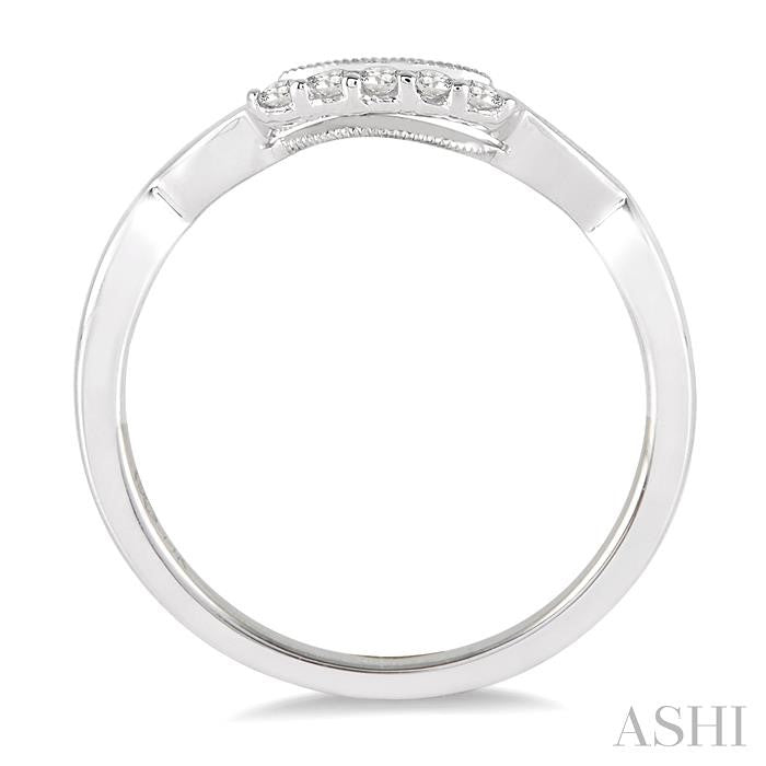 1/10 Ctw Round Cut Diamond Wedding Band in 14K White Gold