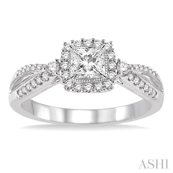 1/4 Ctw Diamond Semi-mount Engagement Ring in 14K White Gold