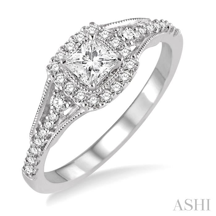 1/4 ctw Diamond Semi-mount Engagement Ring in 14K White Gold