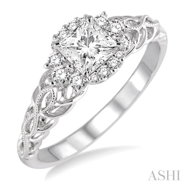 1/5 ctw Diamond Semi-mount Engagement Ring in 14K White Gold