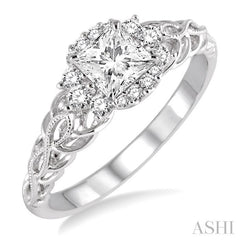 1/5 ctw Diamond Semi-mount Engagement Ring in 14K White Gold