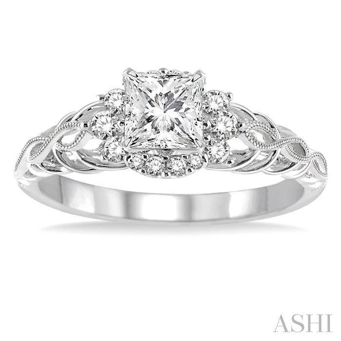 1/5 ctw Diamond Semi-mount Engagement Ring in 14K White Gold