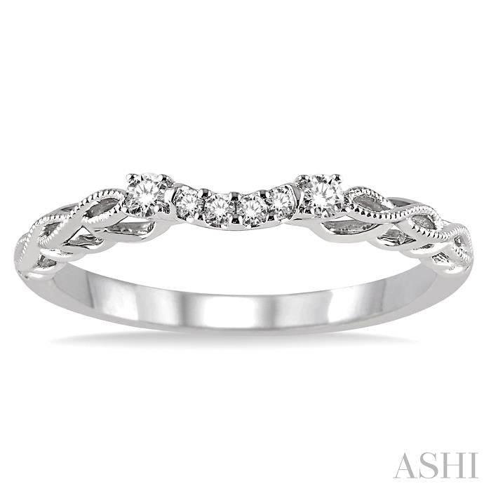 1/10 Ctw Round Cut Diamond Wedding Band in 14K White Gold