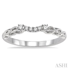 1/10 Ctw Round Cut Diamond Wedding Band in 14K White Gold