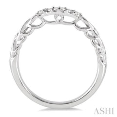 1/10 Ctw Round Cut Diamond Wedding Band in 14K White Gold