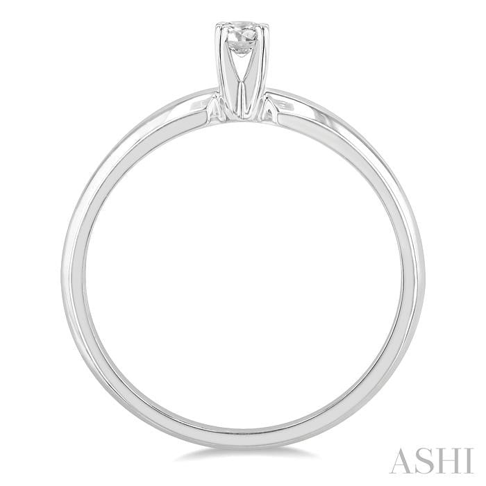 1/10 Ctw Round Cut Diamond Solitaire Ring in 14K White Gold