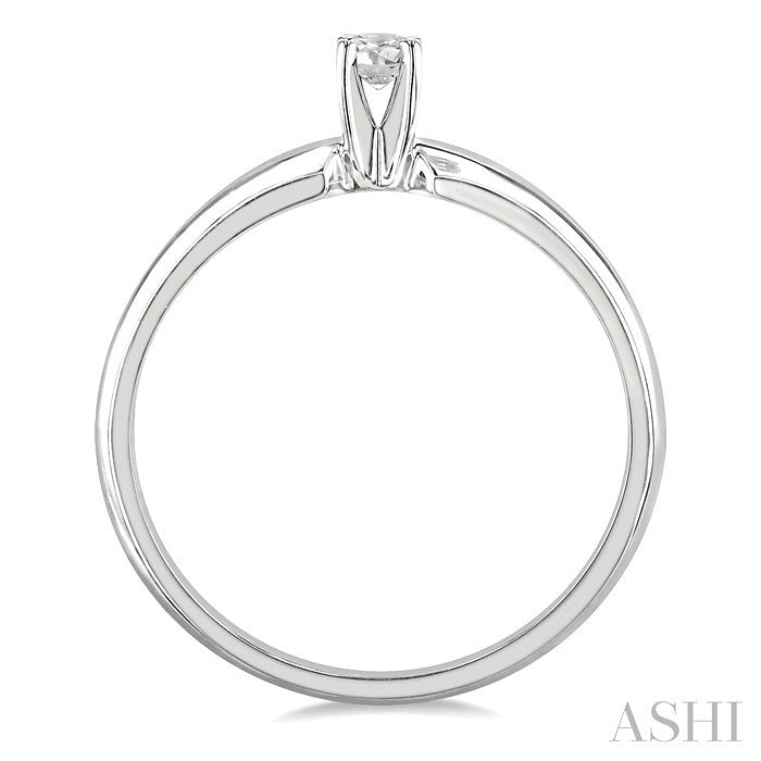 1/10 Ctw Round Cut Diamond Solitaire Ring in 14K White Gold