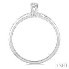 1/10 Ctw Round Cut Diamond Solitaire Ring in 14K White Gold