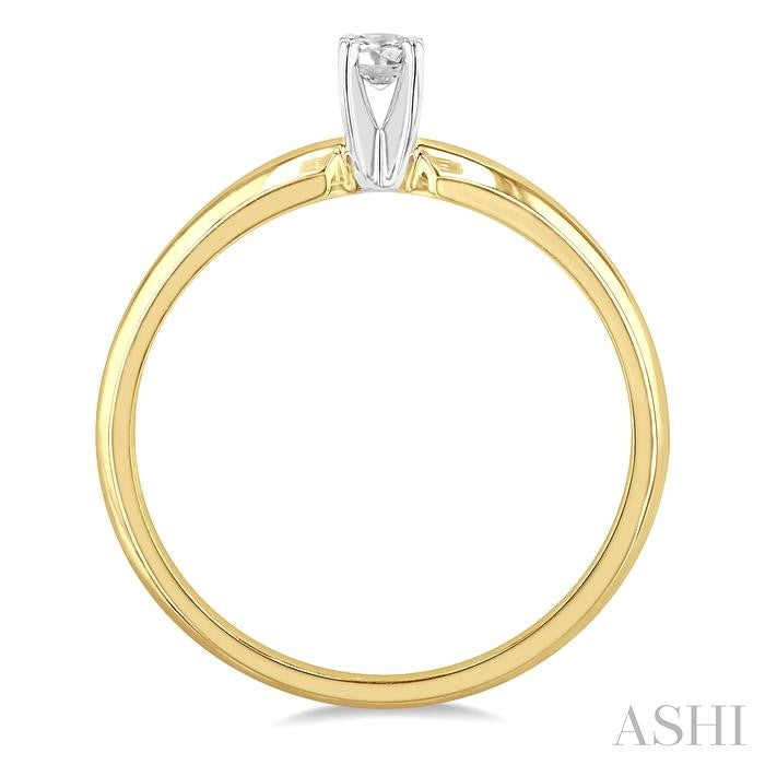 1/10 Ctw Round Cut Diamond Solitaire Ring in 14K Yellow Gold