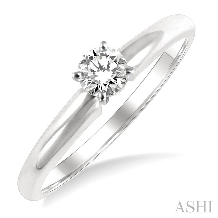 1/5 Ctw Round Cut Diamond Solitaire Ring in 14K White Gold