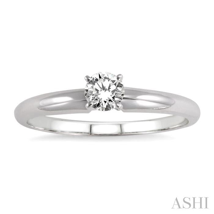 1/5 Ctw Round Cut Diamond Solitaire Ring in 14K White Gold