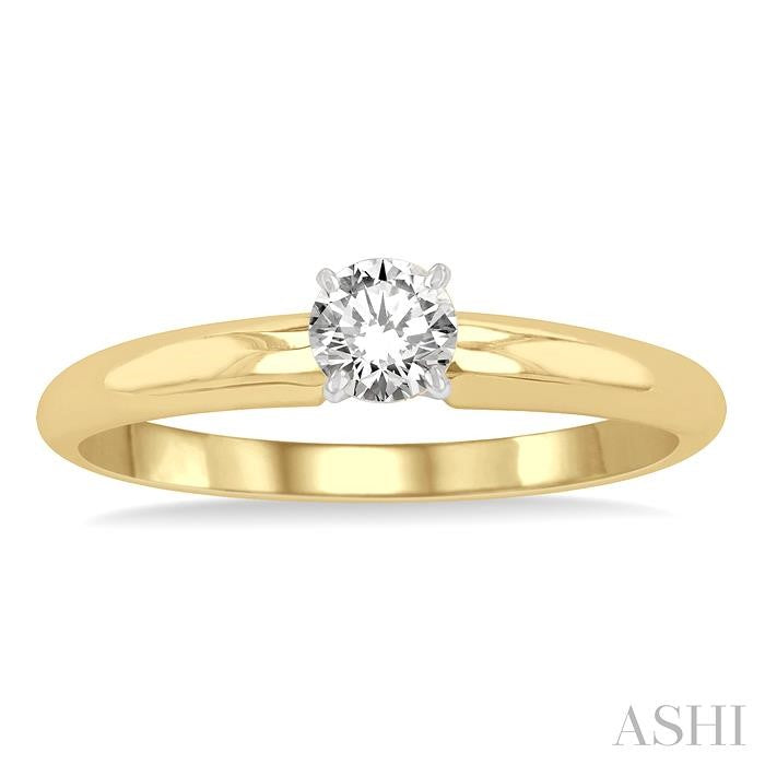 1/4 Ctw Round Cut Diamond Solitaire Ring in 14K Yellow Gold