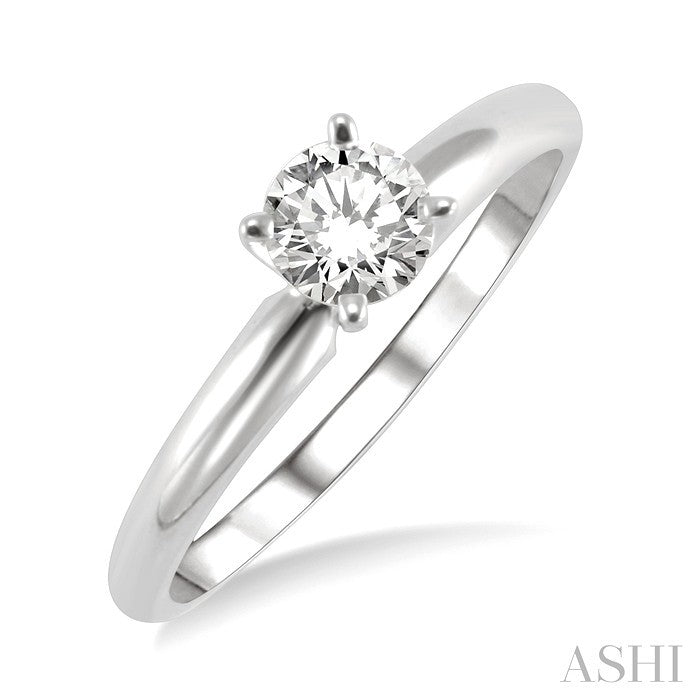 1/3 Ctw Round Cut Diamond Solitaire Ring in 14K White Gold