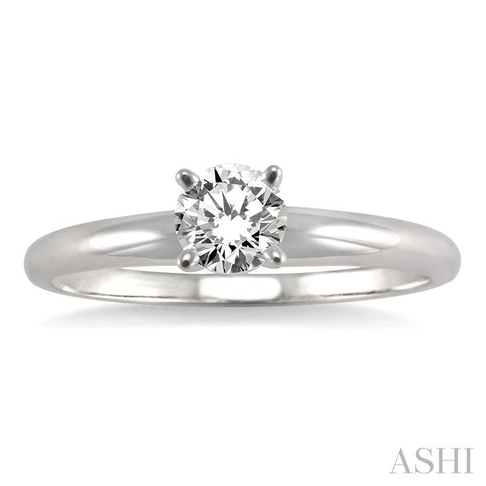 1/3 Ctw Round Cut Diamond Solitaire Ring in 14K White Gold