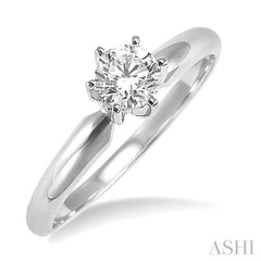 3/8 Ctw Round Cut Diamond Solitaire Ring in 14K White Gold