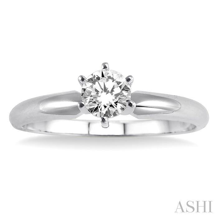 3/8 Ctw Round Cut Diamond Solitaire Ring in 14K White Gold