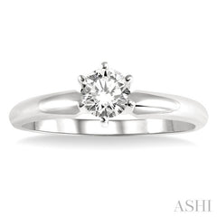 3/8 Ctw Round Cut Diamond Solitaire Ring in 14K White Gold