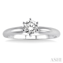 3/8 Ctw Round Cut Diamond Solitaire Ring in 14K White Gold