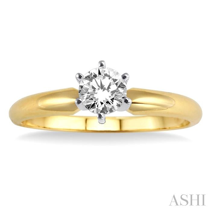 3/8 Ctw Round Cut Diamond Solitaire Ring in 14K Yellow Gold
