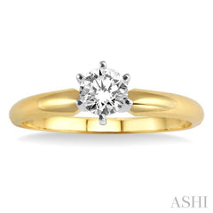 3/8 Ctw Round Cut Diamond Solitaire Ring in 14K Yellow Gold