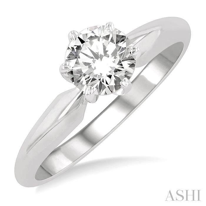 3/4 Ctw Round Cut Diamond Solitaire Ring in 14K White Gold
