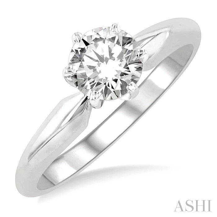 3/4 Ctw Round Cut Diamond Solitaire Ring in 14K White Gold