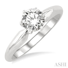 3/4 Ctw Round Cut Diamond Solitaire Ring in 14K White Gold