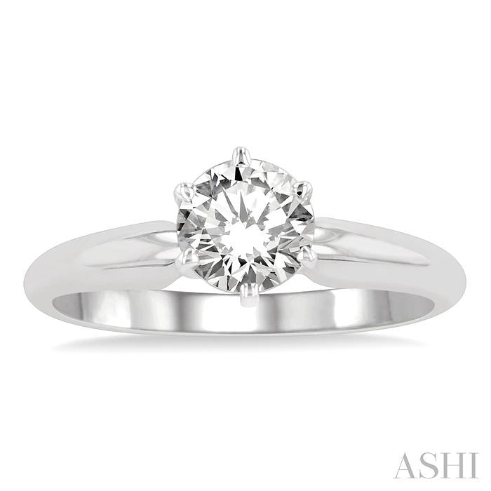 3/4 Ctw Round Cut Diamond Solitaire Ring in 14K White Gold