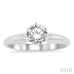 3/4 Ctw Round Cut Diamond Solitaire Ring in 14K White Gold