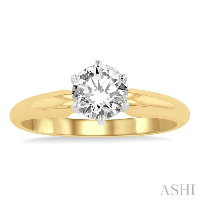 3/4 Ctw Round Cut Diamond Solitaire Ring in 14K Yellow Gold