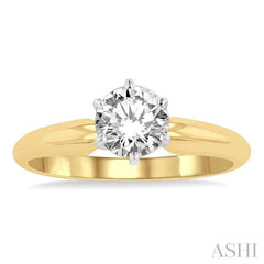 3/4 Ctw Round Cut Diamond Solitaire Ring in 14K Yellow Gold