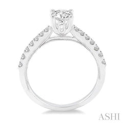 3/4 Ctw Diamond Engagement Ring with 1/2 Ct Round Cut Center Stone in 14K White Gold